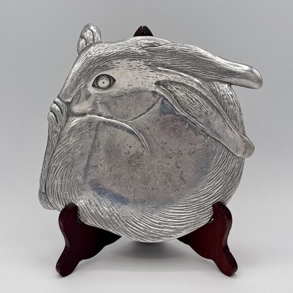 Vintage Arthur Court Silver Rabbit Bunny Plate Decor Accent Piece - Picture 2 of 3